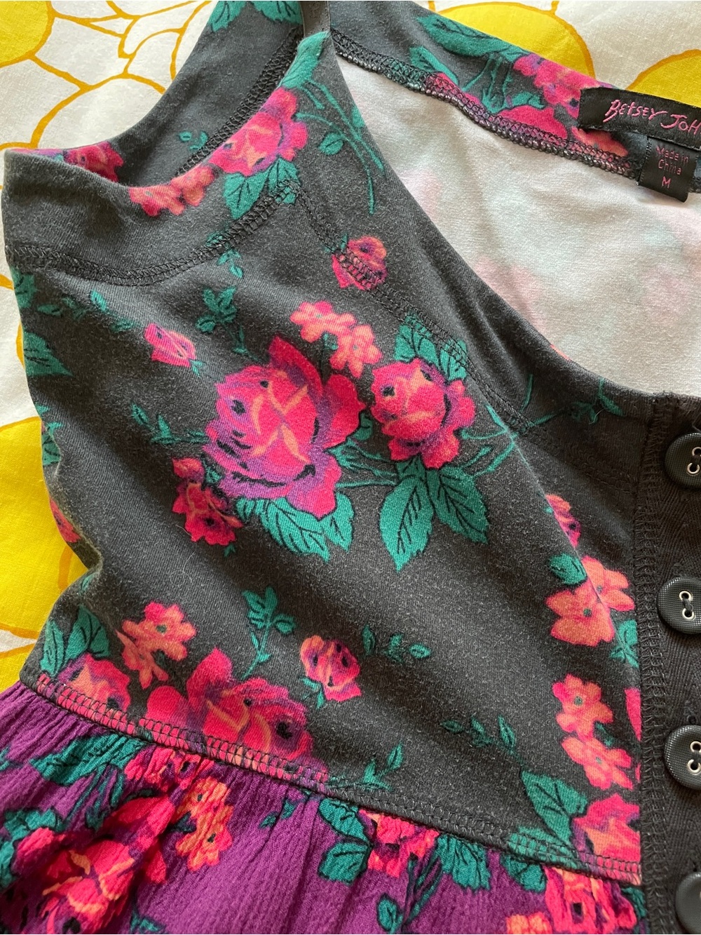 Vintage 90’s Y2K Betsey Johnson Floral Tired Boho Dress - Picture 3 of 7